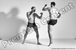 Underwear Martial art Man - Man White Moving poses Athletic Short Brown Dynamic poses Academic